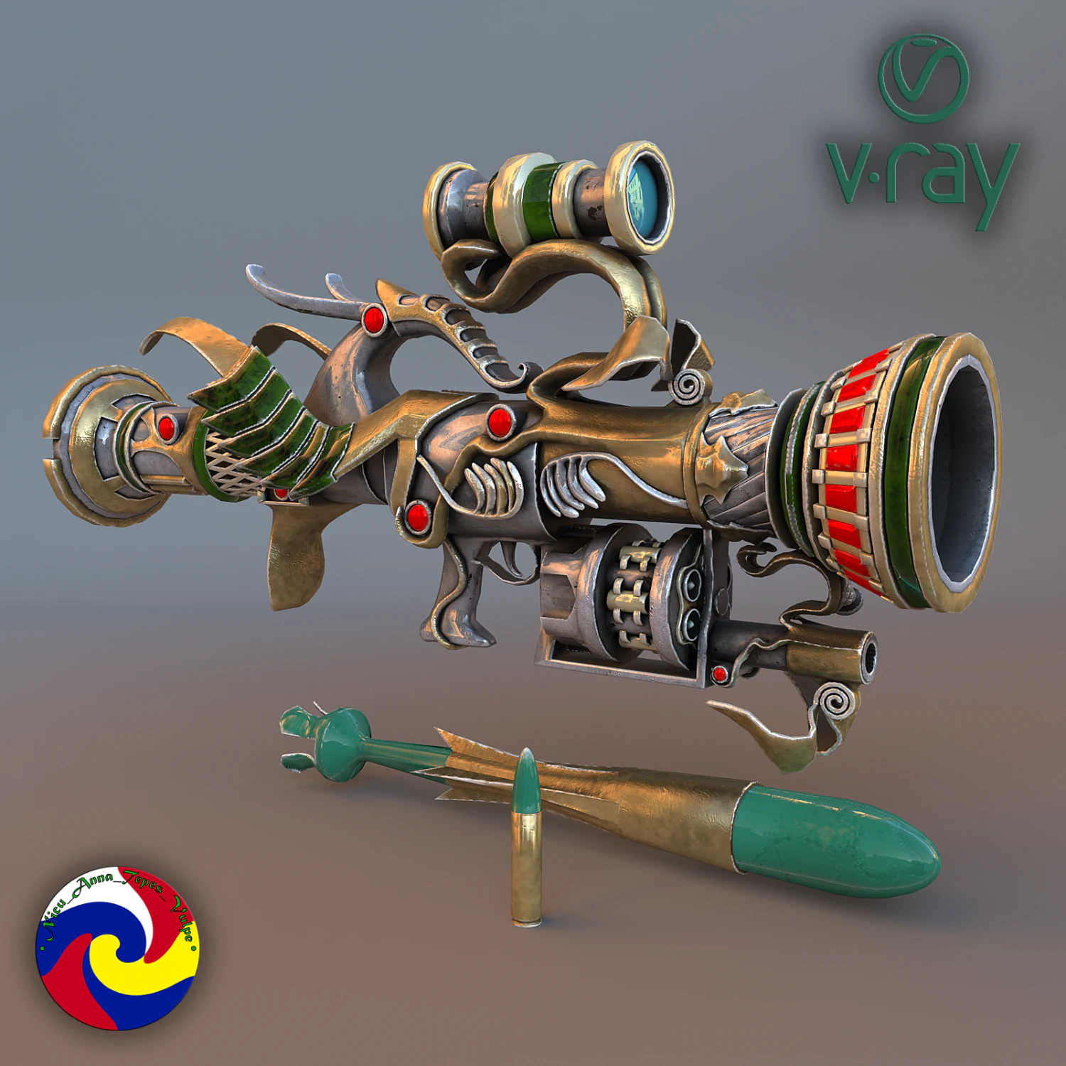 fantasy rifle 1 3D Model .c4d .max .obj .3ds .fbx .stl .blend