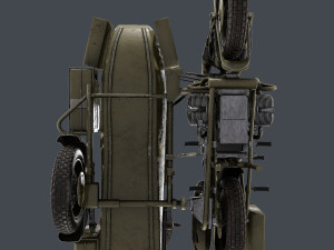 german motorcycle with sidecar ww2 3D Модель