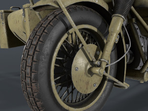 german motorcycle with sidecar ww2 3D Модель