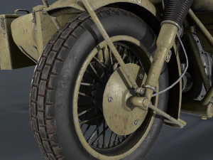 german motorcycle with sidecar ww2 3D Model