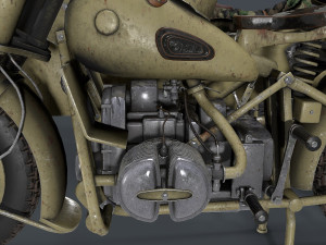 german motorcycle with sidecar ww2 3D Модель