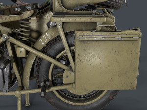 german motorcycle with sidecar ww2 3D Модель