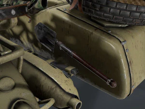 german motorcycle with sidecar ww2 3D Model