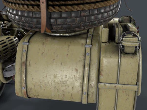 german motorcycle with sidecar ww2 3D Model