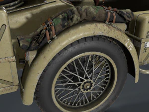 german motorcycle with sidecar ww2 3D Model