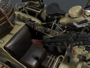 german motorcycle with sidecar ww2 3D Модель