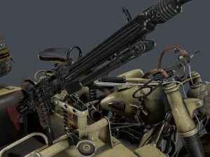 german motorcycle with sidecar ww2 3D Модель