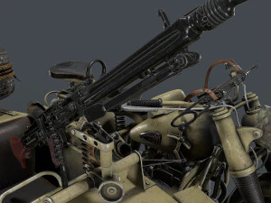 german motorcycle with sidecar ww2 3D Model