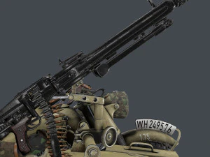 german motorcycle with sidecar ww2 3D Model