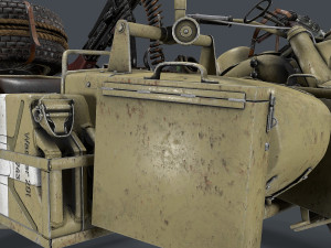 german motorcycle with sidecar ww2 3D Модель
