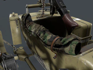 german motorcycle with sidecar ww2 3D Model