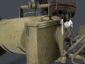 german motorcycle with sidecar ww2 3D Model