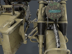 german motorcycle with sidecar ww2 3D Модель