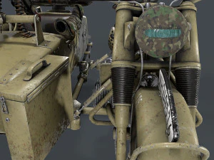 german motorcycle with sidecar ww2 3D Model