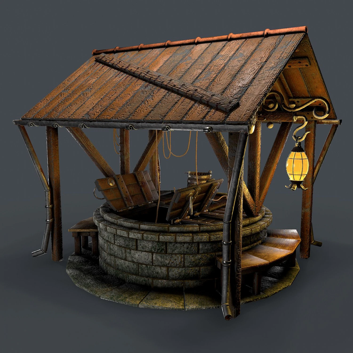 stone well 3D Model .c4d .max .obj .3ds .fbx .stl .blend 
