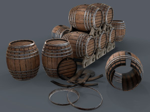 old wine barrells 3D Model