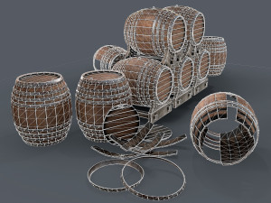 old wine barrells Model 3D