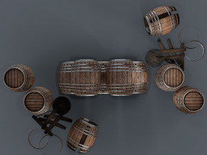 old wine barrells Model 3D