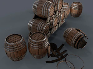 старые винные бочки 3D Модель