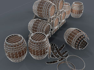old wine barrells Model 3D