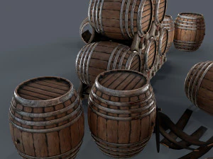 старые винные бочки 3D Модель