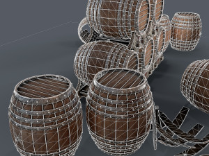 old wine barrells Model 3D