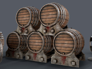 old wine barrells Model 3D