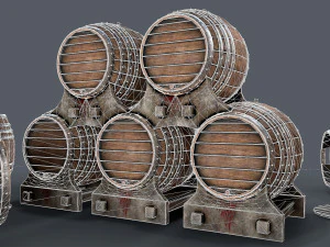 старые винные бочки 3D Модель