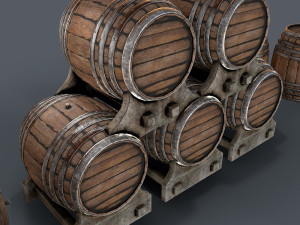 old wine barrells Model 3D