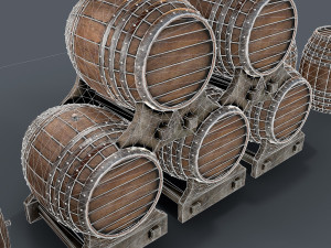 old wine barrells Model 3D