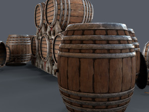old wine barrells Model 3D