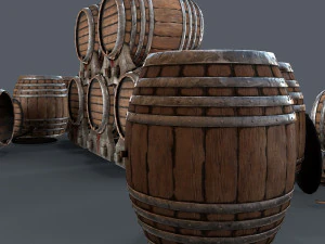 старые винные бочки 3D Модель