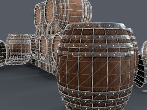 old wine barrells Model 3D