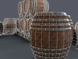 старые винные бочки 3D Модель