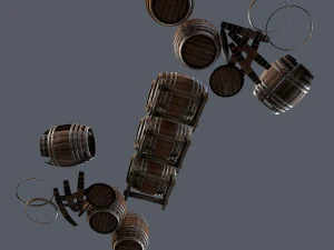 старые винные бочки 3D Модель