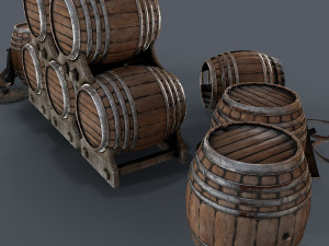 old wine barrells Model 3D