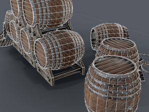 old wine barrells Model 3D