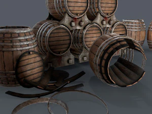 старые винные бочки 3D Модель