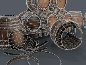 old wine barrells Model 3D