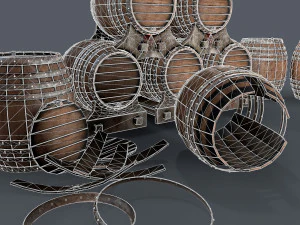старые винные бочки 3D Модель