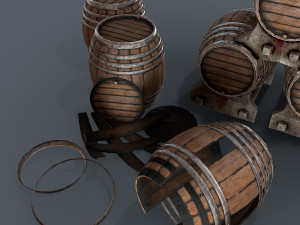 old wine barrells Model 3D
