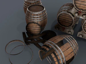 старые винные бочки 3D Модель