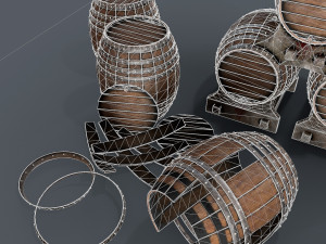 old wine barrells Model 3D