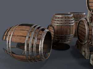 старые винные бочки 3D Модель