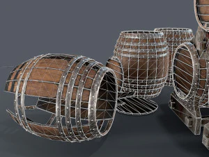 старые винные бочки 3D Модель