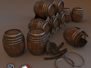 old wine barrells Model 3D