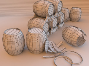 old wine barrells Model 3D