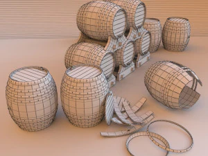 старые винные бочки 3D Модель