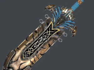 fantasy sword 25 with scabbard 3D Model