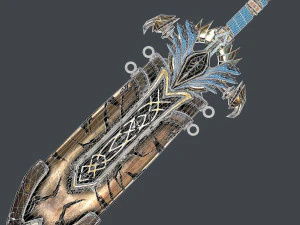 fantasy sword 25 with scabbard 3D Model